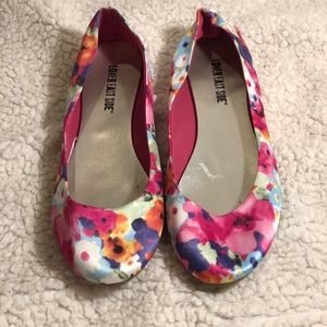 Multi color floral ballet flats
